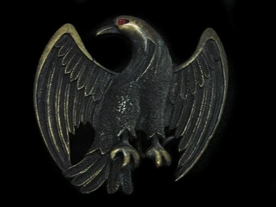 SL11113 *NOS* VINTAGE AÑOS 70 **ÁGUILA CALVA** HEBILLA DE CINTURÓN DE PIEDRA DE BRONCE Foto 1 de 2