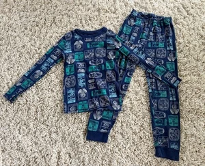 Crazy 8 Pajama Set Blue Fun Saturn Loungewear Long Sleeve 7T 100% Cotton - Picture 1 of 5