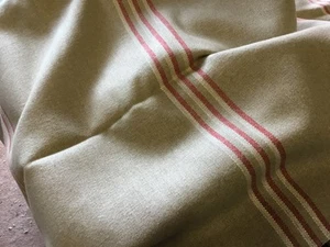 1 meter Ian Mankin fabric remnant Nordic stripe Peony 100% linen - Picture 1 of 4