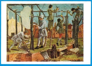 Italian artist Francesco del Cossa 1964 Russian postcard Fresco Fragment MARCH - Picture 1 of 2