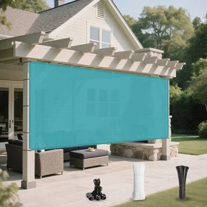 7' Outdoor Sun Shade Sail Patio Shade Cloth Heavy Duty UV Proof Cover Turquoise - Picture 1 of 7