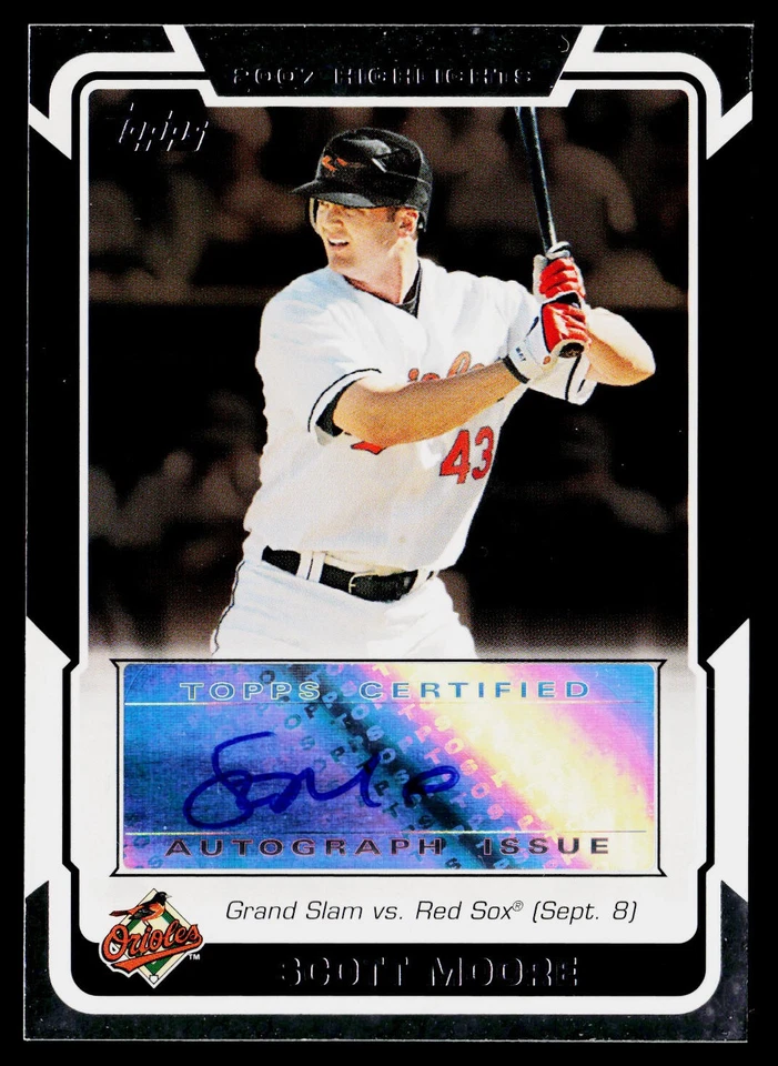 Scott Moore 2008 Topps #HA-SM 2007 Highlights Autographs Baltimore Orioles Auto - Image 1 of 2