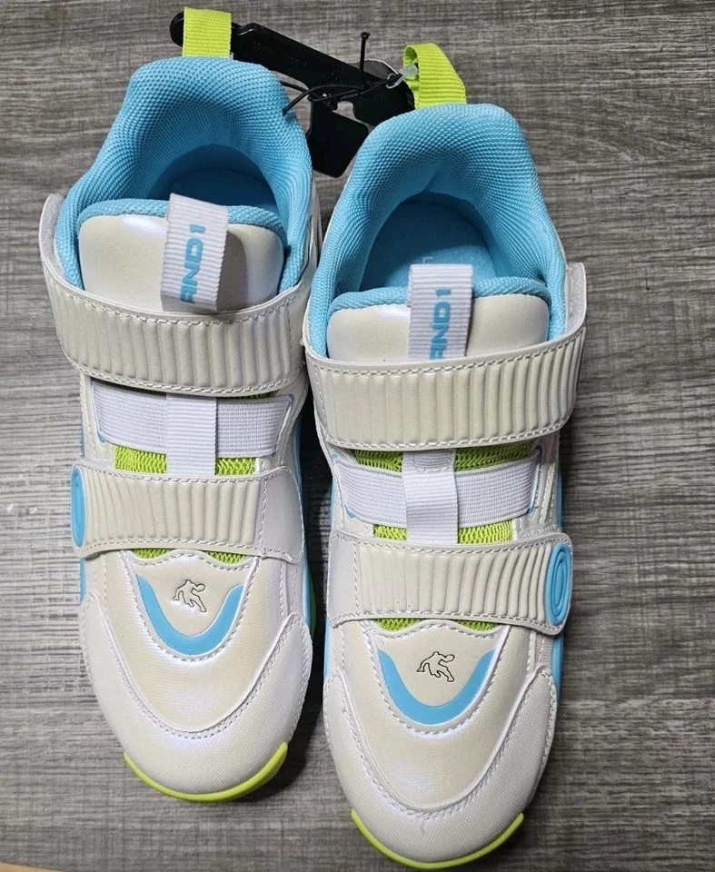 And1 Basketball Sneakers Boys, White With Blue, Lime Green Soles, Size 5, New - Image 1 of 4
