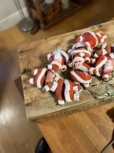 Vintage Set 8 Flock Santa Hanging Christmas Decorations – Kitsch – Retro! – - Picture 1 of 5