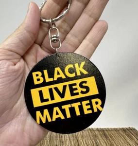 Black Lives Matter Keychain - Wooden Civil Rights Support Accessory - Picture 1 of 6