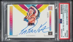 TATANKA 2023 Panini Impeccable WWE #EA-TTK Extravagance Auto Silver PSA 9 /25 - Picture 1 of 2
