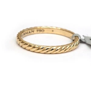DAVID YURMAN Anello Uomo Nuovo 3mm Fascia Cablata in Oro Giallo 18K Misura 11 - Foto 1 di 6