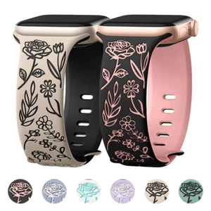 Floral Engraved bracelet Strap For Apple Watch Band 38-49MM iwatch series 10 9 8 - Picture 1 of 22