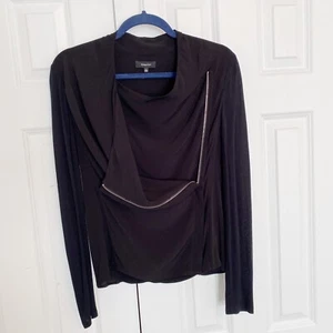 Aritzia Babaton Black Jacket Zip Waterfall Knit Size S Lightweight - Picture 1 of 8