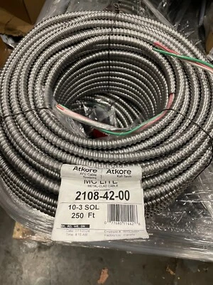 ATKORE 2108-42-00 10-3 SOL 250' METAL -CLAD CABLE WHITE-RED-GREEN-BLACK NEW - Image 1 of 2