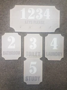 Splosh LOFT Light GREY KEY HANGER Plaque Set 6 Home Office Door Wall Sign Decor - Picture 1 of 9