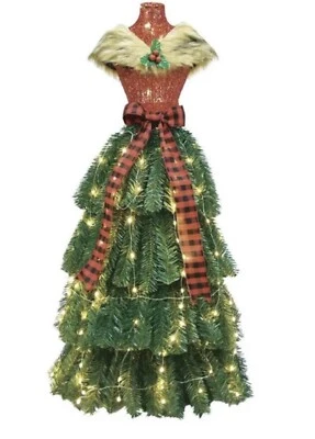 Winter Wonder Lane 4' Buffalo Check Pre-Lit LED Dress Form Tree Brand New Sealed - Image 1 of 3