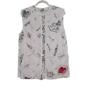 Chicos 2 Love Shopping Shirt Womens Size Large White Sleeveless Cotton Stretch - Picture 1 of 11