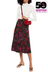 RRP €855 MARNI Poplin Midi Pleated Skirt IT36 US0 UK4 XS Floral Pleated Belted - Picture 1 of 6