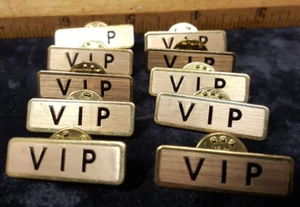 NOS Gold Tone VIP Pin lot of 10 quantity of 10X classic WITH PIN BACKS PINBACKS - Picture 1 of 5