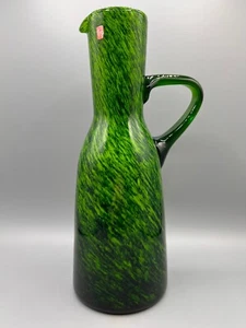 Vintage Empoli Italy Jug Pitcher Arno Crystal Shop 13"H Variegated Cased Green - Picture 1 of 7
