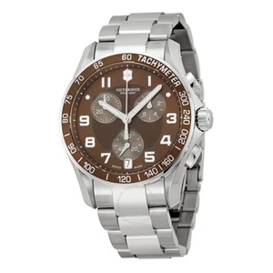 VICTORINOX Swiss Army 249036 Classic Chronograph Brown Dial Men's Watch - Picture 1 of 2