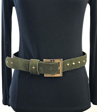 Leather Shop Women's Belt Medium Green VTG Leather Suede Studded Classic Ladies