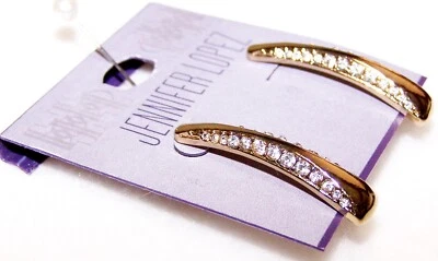 Nuevos PENDIENTES JENNIFER LOPEZ tono dorado con pedrería de cristal perforados JLO Foto 1 de 4