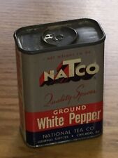 Vintage 1950's NATCO Ground White Pepper 1¼ oz Tin - NATIONAL TEA CO, USA