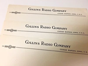 Vintage Collins Radio Briefkopf Blätter. set of. 3 - Bild 1 von 3