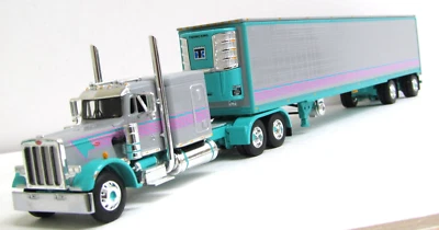 DCP gray/teal Peterbilt 359 flattop reefer trailer  60-2064 1/64 INTERNAL! - Image 1 of 4