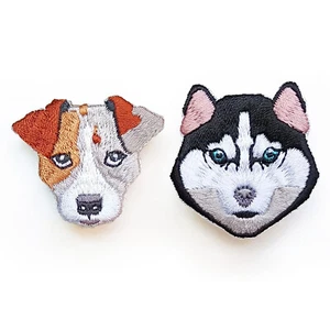 2pcs Brooch Pin Embroidery Jack Russell Terrier Husky Dog Children Light Weight - Picture 1 of 7