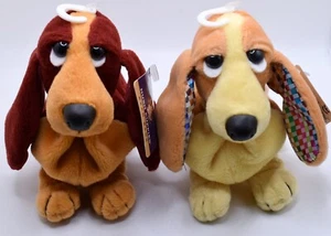 2 Hush Puppies Applause Basset Hound Hund Beanie Plüsch 90’er Werbung Schuh Spielzeug - Bild 1 von 16