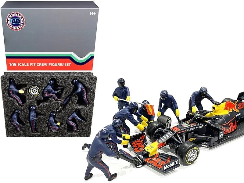 Juego de 7 estatuillas Formula One F1 Pit Crew Team Blue para modelos a escala 1/18 de Americ Foto 1 de 1