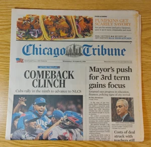 2016 Chicago CUBS defeat Giants NLDS CHAMPS 10/12/2016 NEWSPAPER + TRUMP Fight - Picture 1 of 4