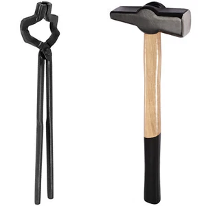 16" Z V-Bit Style Tongs Blacksmith Tongs with Knife Making Blacksmiths' Hammer - Picture 1 of 12