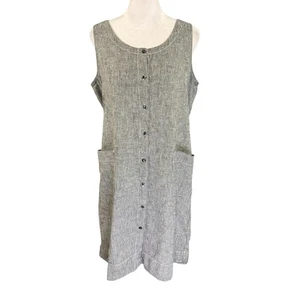 Robe boutonnée sans manches Eileen Fisher S chanvre/coton biologique rayures grises - Photo 1/11