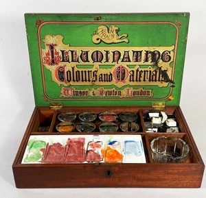 Antique Artists Paint Box 1850 Winsor & Newton Illuminating Colours-Watercolour - Picture 1 of 10