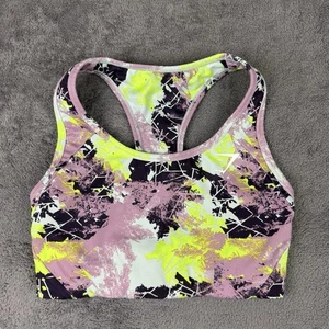 Gymshark Sports Bra Womens Size XS Purple Green Black Splatter Racerback - Picture 1 of 6