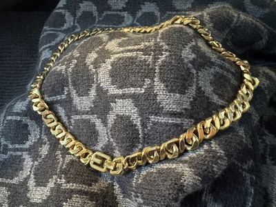 "Collar grueso cubano eslabón entrelazado Givenchy vintage años 80 46 cm/18""" Foto 1 de 3