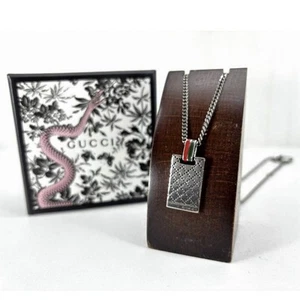 GUCCI Diamante Sherry Line Plate Anhänger Halskette Diamante Silber 925 mit Box - Bild 1 von 9
