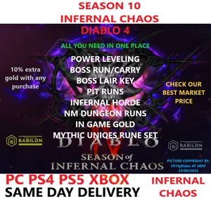 DIABLO 4 SEASON 10 POWER LEVELING GLYPH BELIAL DURIEL✅PC PS4 PS5 XBOX✅ DIABLO IV - Picture 1 of 161