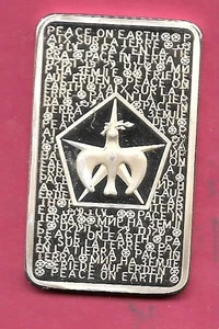 PEACE BAR (MEM 62)    .999 SILVER ART BAR - Picture 1 of 2