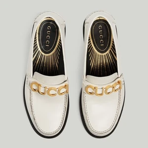 Nuevo en caja Mocasín plano Gucci Cara GG Logo Jordaan Gigi Brixton Princetown 38,5 - Imagen 1 de 10