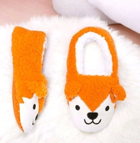Happy Fox Kids Slippers Cat & Jack Boys / Girls Slip on Soft Fur House Shoes NEW - Image 1 of 4