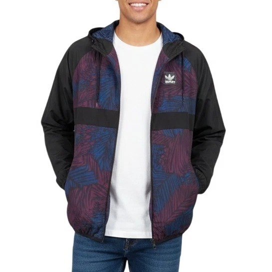 Adidas Originals тропический ладони лист печати с капюшоном ветровка куртка S - Изображение 1 из 4