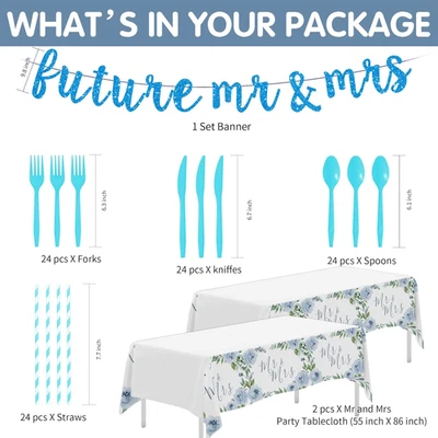 Decoraciones de ducha nupcial azul polvoriento Mr and Mrs, algo azul floral boda... Foto 1 de 4