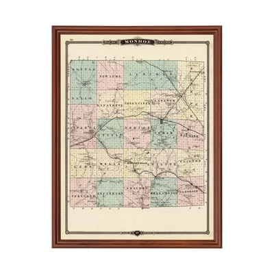 Old Map of Monroe County, WI 1878 - Vintage Wisconsin Art - Image 1 of 4