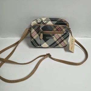 MultiSac Zippy Triple Compartment Crossbody Bexly Plaid Black Beige Red Handbag - Picture 1 of 10