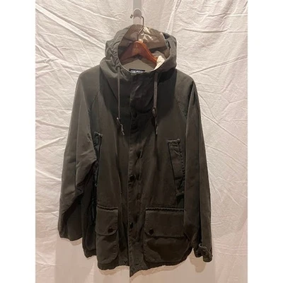 Vintage Nautica Raincoat Parka Jacket Olive Green Full Zip Hood L - Image 1 of 4