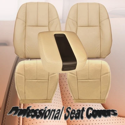 Fits Chevy Silverado GMC Sierra 07-14 Front Bottom & Top Leather Seat Cover Tan - Image 1 of 4