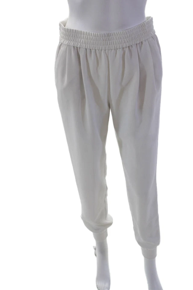 Calça Joie Feminina Cintura Plissada Bolso Perna Cônica Casual Branca Tamanho XS - Imagem 1 de 4