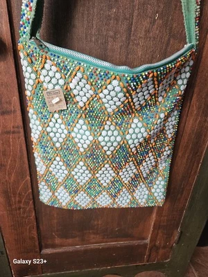 Cartera vintage hippie con cuentas 1960!!!!!!! Foto 1 de 4