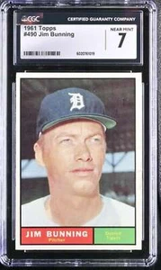 1961 TOPPS #490 JIM BUNNING CGC 7 NEAR MINT TIGERS 3251 - Picture 1 of 2