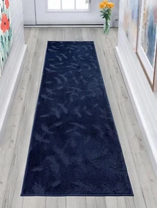 Tappeti Runner Lavabili Taglia Personalizzati Foglie Navy Disegno Floreale - Foto 1 di 5